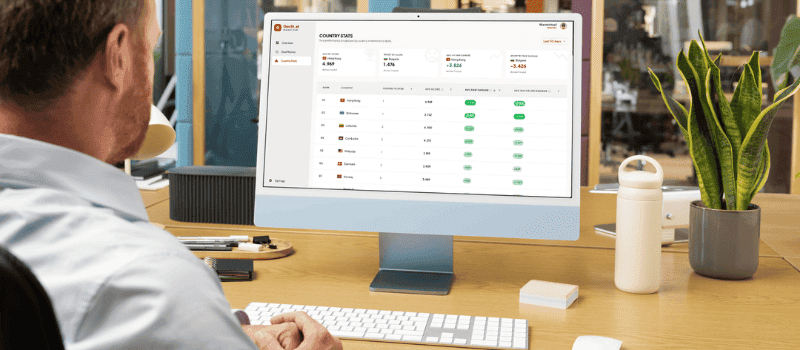 Focused analytics interface with geographic map context